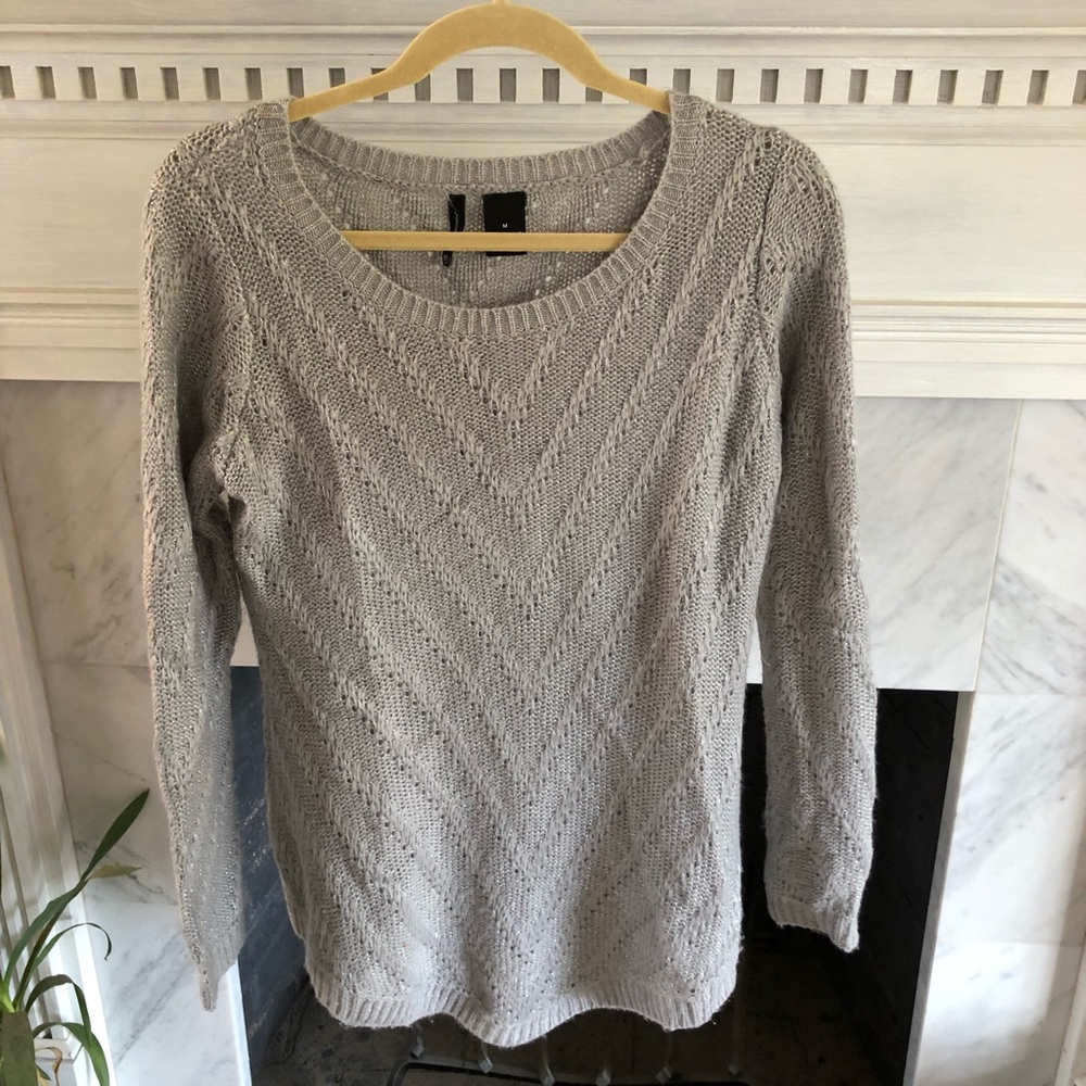 Grey sweater with silver threading